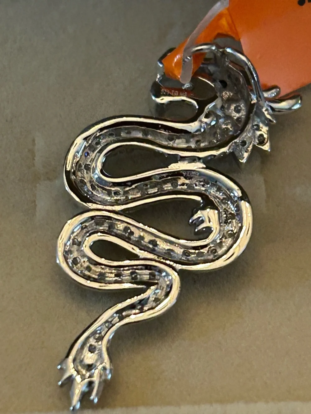 Men’s 2.00CTW Moissanite 925 Sterling Silver Serpent Snake Pendant